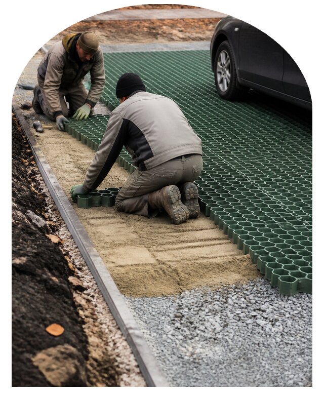 Устройство экопарковки с укреплением грунта в Георгиевске